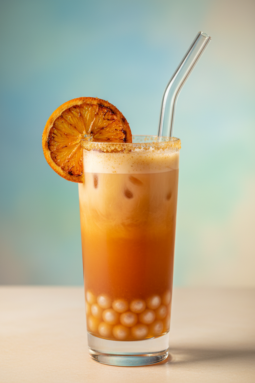 Cocktail Thé Noir Le Dessert à Mam' avec Bulles Éclatantes