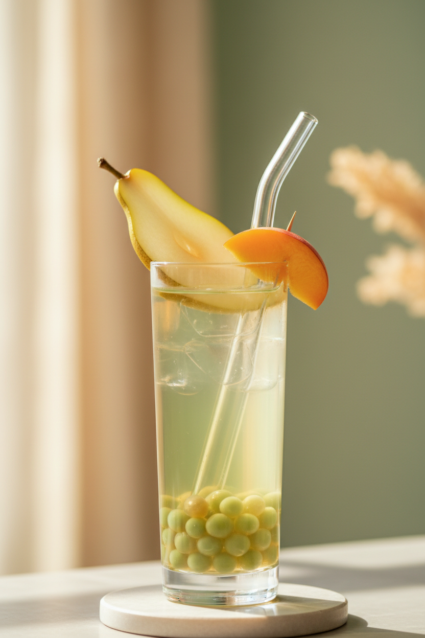 Cocktail Thé Vert La P'tite Ouche avec Bulles Éclatantes