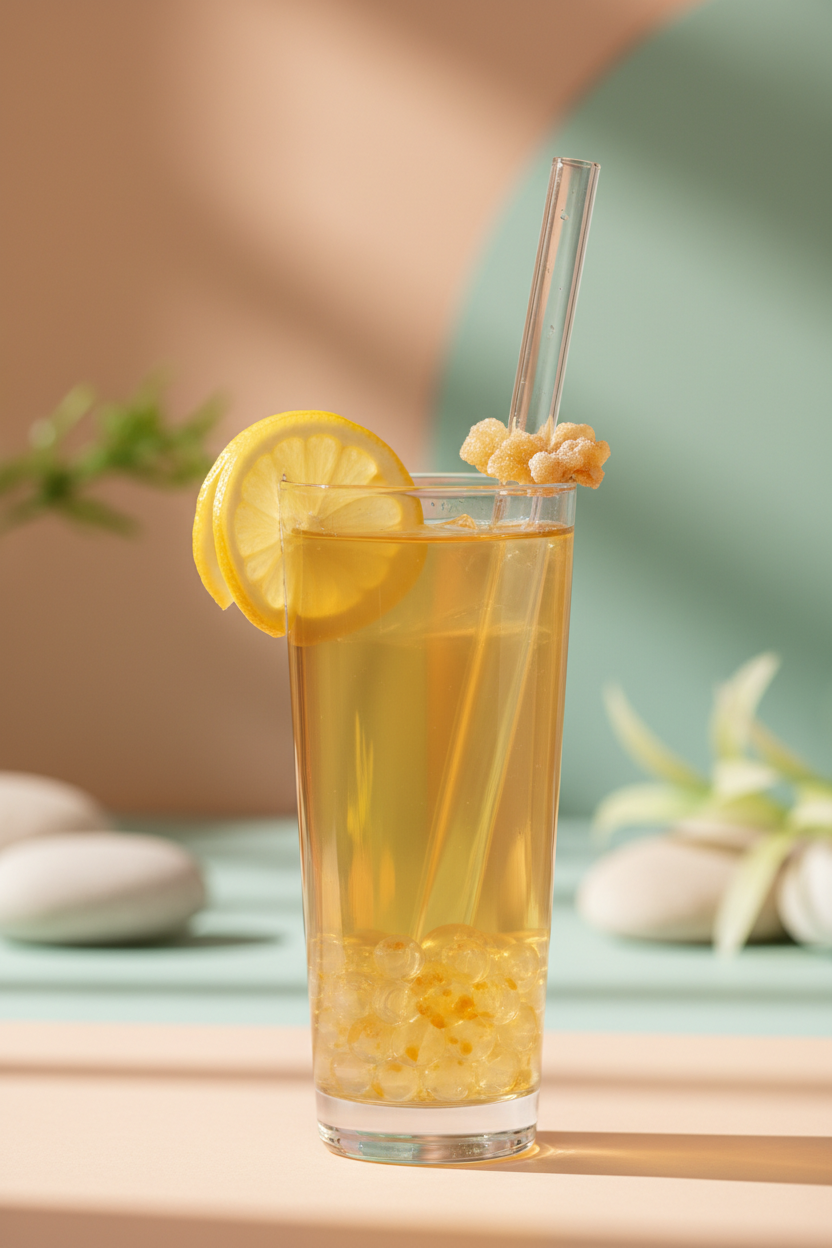 Cocktail Tisane Le Quinz'Oût avec Bulles Éclatantes