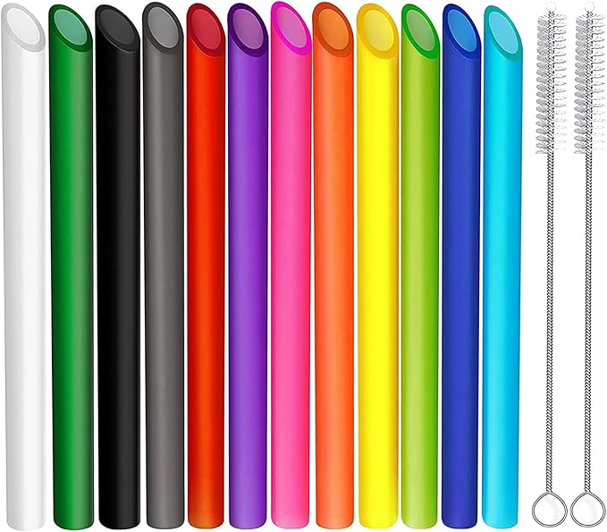 2 pailles en plastique réutilisables avec 1 brosse de nettoyage