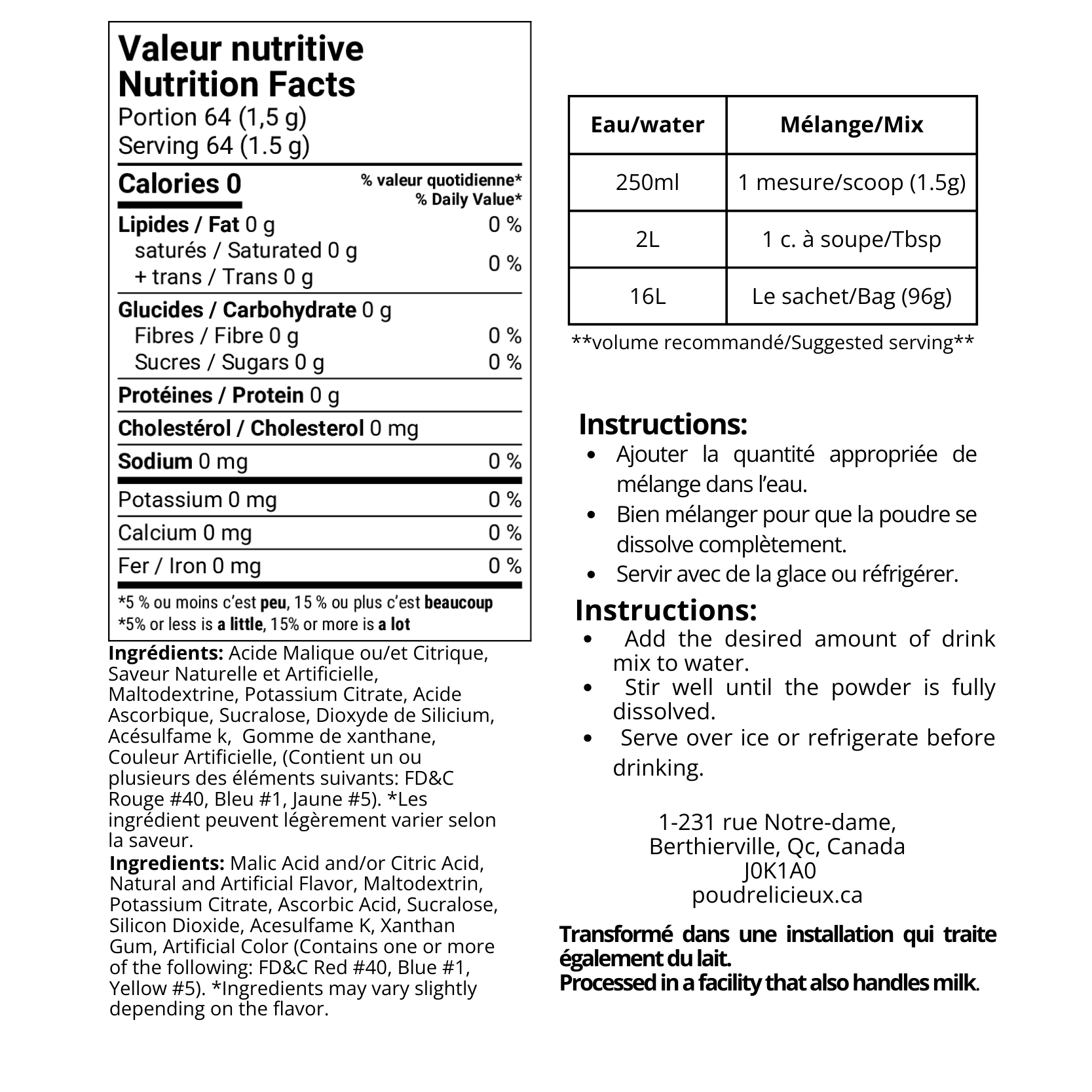 Poudre aromatisée Raisin 96g